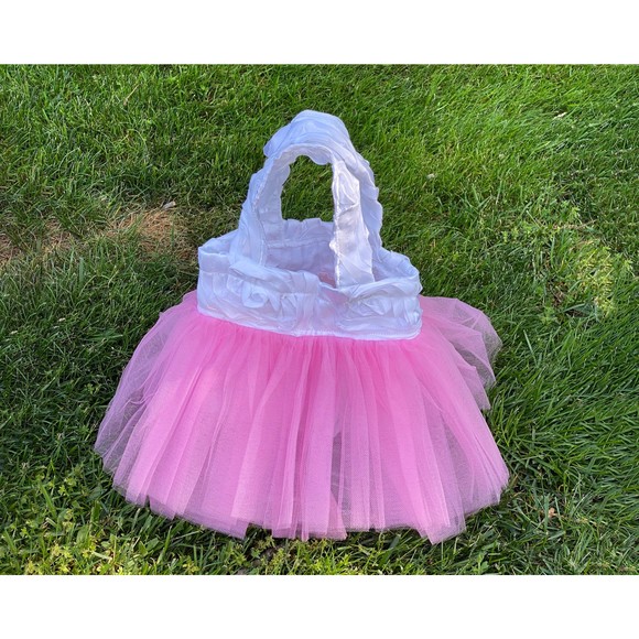 Princess Tote, Bridal Tote, White Pink Tutu Tote Bag, Flower Girl Tote, Ballet - Picture 3 of 4